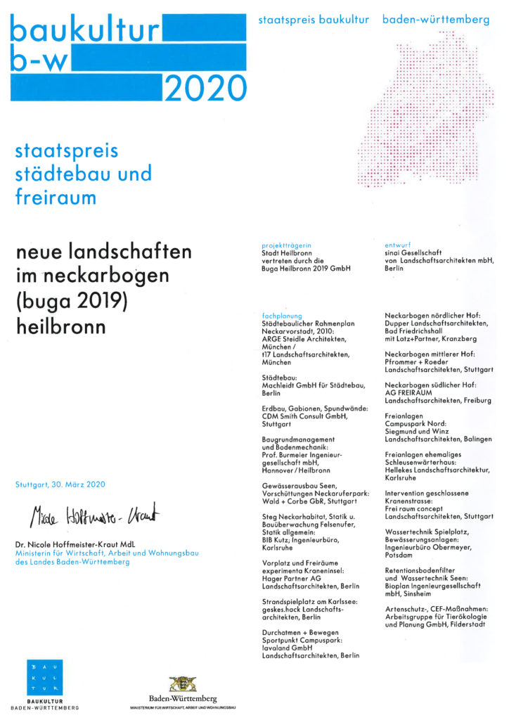 Urkunde Staatspreis Baden-W&uuml;rttemberg