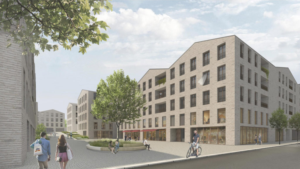 Blick auf den Quartiersplatz Richtung S&uuml;dost