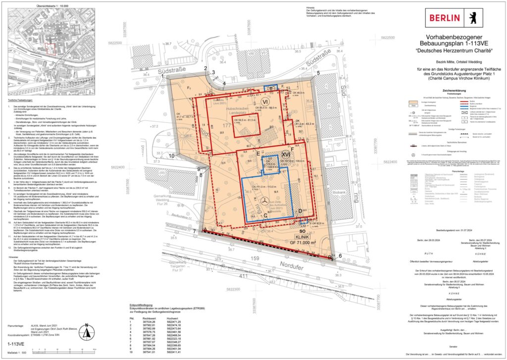 Planzeichnung des Bebauungsplans 1-113VE